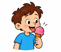 Un gar&ccedil;on d&eacute;guste une glace.