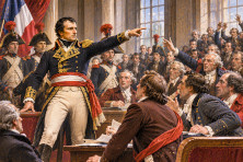 Napol&eacute;on Bonaparte intervient devant les d&eacute;put&eacute;s du Conseil des Cinq-Cents &agrave; Saint-Cloud, lors du coup d'&Eacute;tat des 9 et 10 novembre 1799.