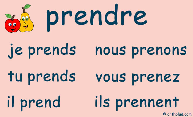 Verbe prendre au présent de l'indicatif - fiche à imprimer